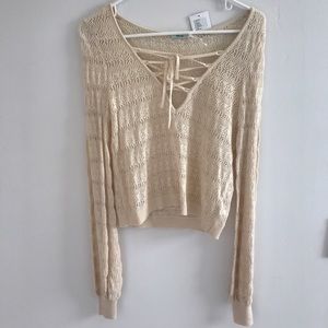 Lace-Up Crocheted Top